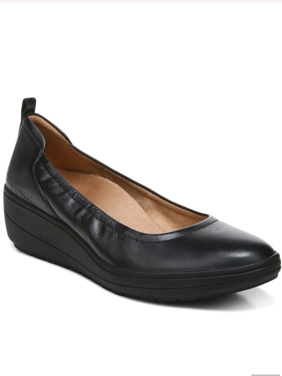 Vionic Shoes - Vionic Jacey Platform Loafers Slip On Flats Comfort Shoes Leather Black Size 8.5